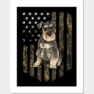 Camo American Flag Miniature Schnauzer 4Th Of July Usa Posters and Art